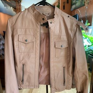 Pink Faux Leather Jacket